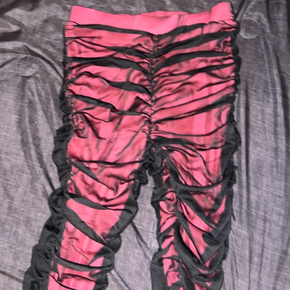 Pink & black stacked leggings